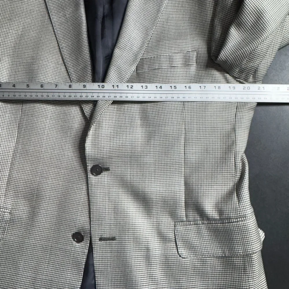 Jos A Bank Gold‎ Signature 44R Blazer Sport Coat Mens Gray Check Wool Silk